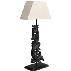 Lampe arabesque bois noir - basique