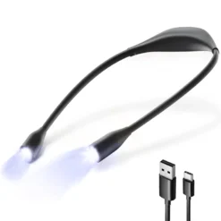Lampe de lecture de cou rechargeable 3 couleurs 3 intensités Noir