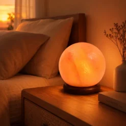Lampe moon en sel d'himalaya forme lune sculptée à la main