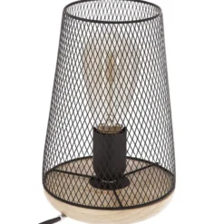 Lampe à poser en fer et bois - h. 23 cm