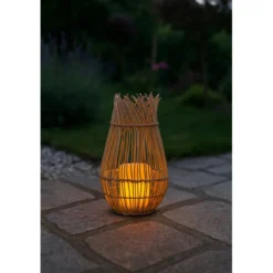 Lampe solaire rotin vacillante