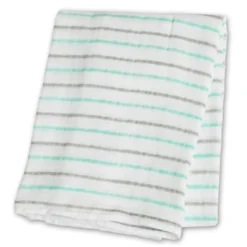 Lange mousseline - rayures aqua
