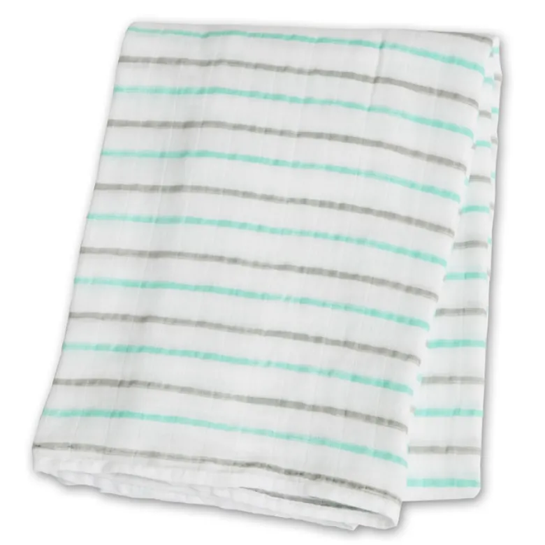 Lange mousseline - rayures aqua