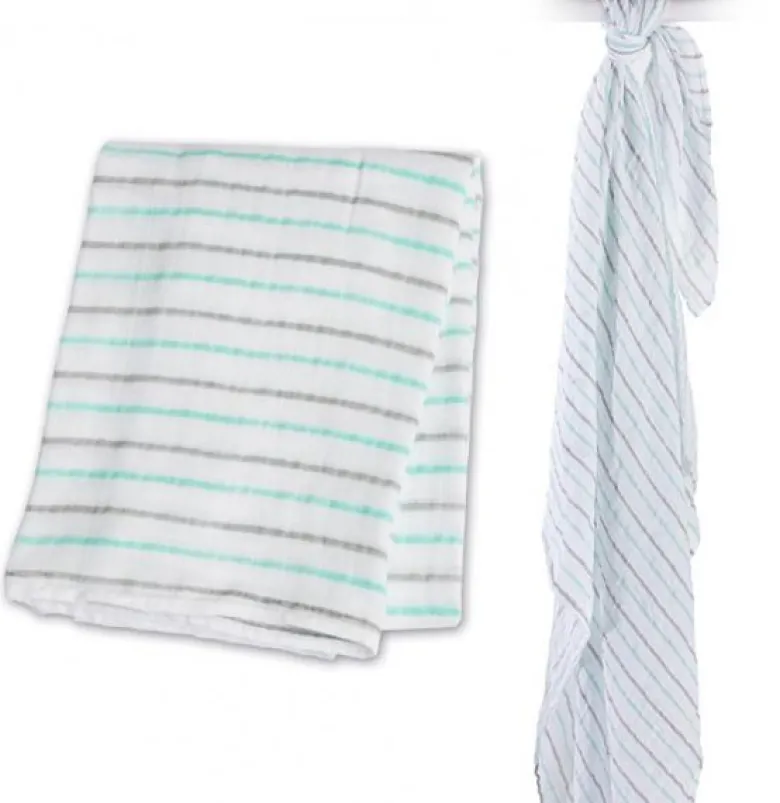 Lange mousseline - rayures aqua