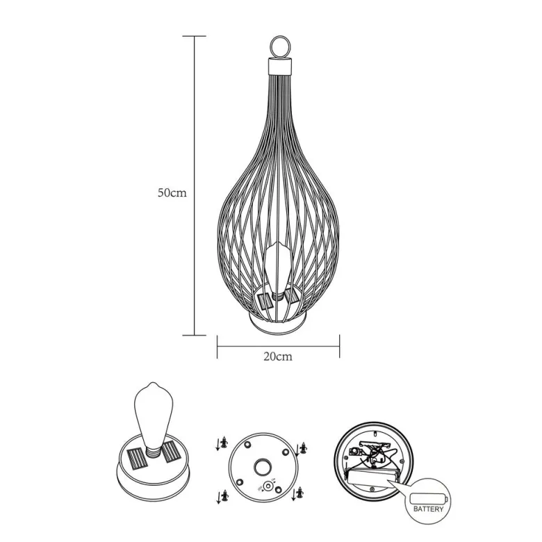 Lanterne solaire métal h50cm