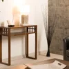 Lauren - console marron rectangulaire 1 étagère bois mindi
