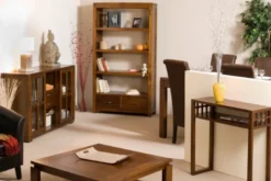 Lauren - console marron rectangulaire 1 étagère bois mindi