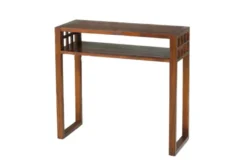Lauren - console marron rectangulaire 1 étagère bois mindi