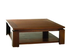 Lauren - table basse carrée marron sous plateau 90x90cm bois mindi