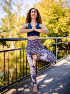 Legging yoga colibri court imprimé zèbre (<1,70m) L