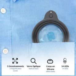 Lente d'ingrandimento illuminata x4 fishtec con led e supporto flessibile