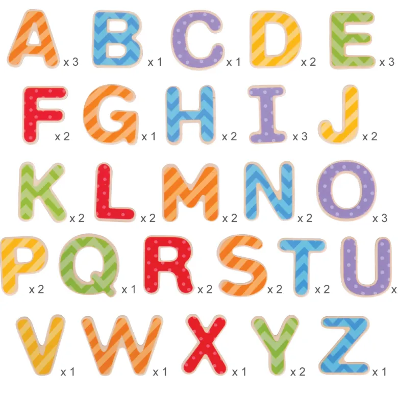 Lettres majuscules magnétiques en bois