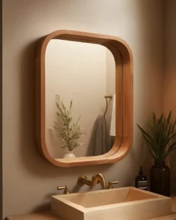 Ligno - miroir mural salle de bain en bois massif de manguier