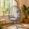 Lima fauteuil suspendu en résine effet rotin gris