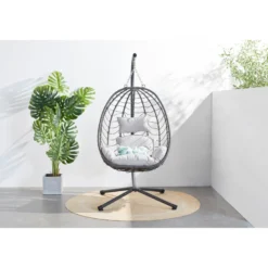 Lima fauteuil suspendu en résine effet rotin gris