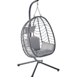 Lima fauteuil suspendu en résine effet rotin gris