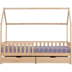 Lit cabane pour enfant 190x90cm en bois avec tiroirs marceau