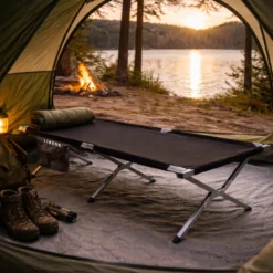 Lit de camp pliable - 70 x 210 cm - noir