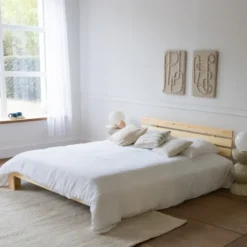 Lit en bois avec tête de lit 160x200cm finn