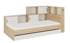 Lit gabin 90 x 200 cm blanc et bois