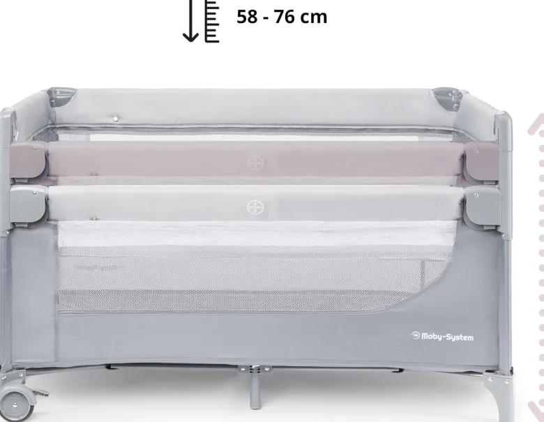 Lit parapluie avec table a` langer, matelas, parois ae´re´es, réglage 4 niveaux