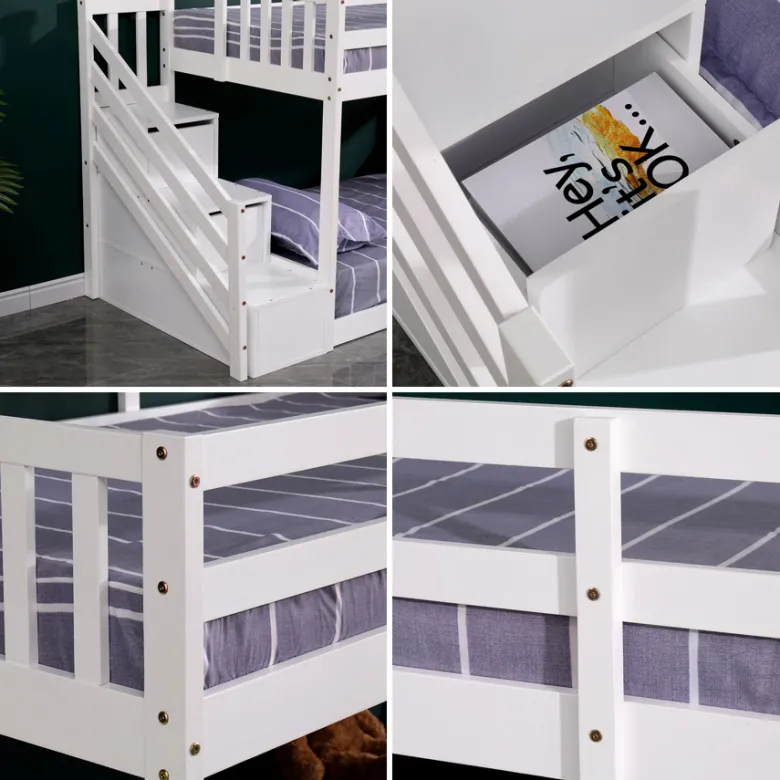 Lits superposés pour enfants 190x90cm blanc celestine