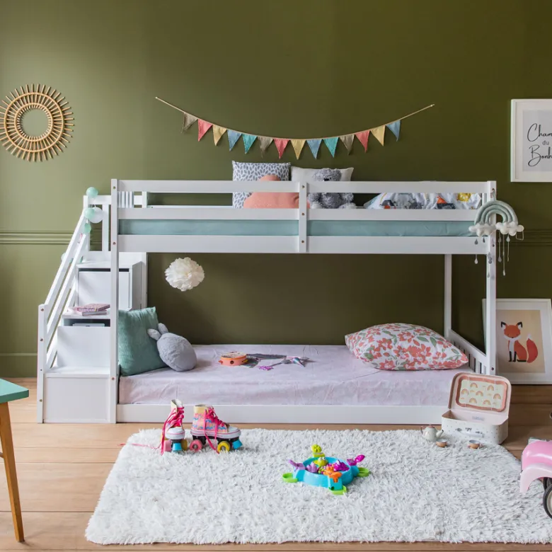 Lits superposés pour enfants 190x90cm blanc celestine