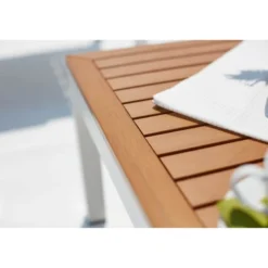 Lolea salon de jardin 4 places en aluminium et acier blanc et gris