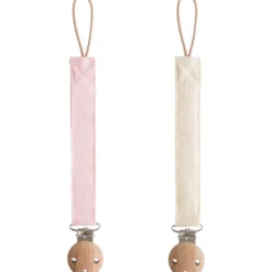 Lot de 2 attaches-sucettes en lin blush-cream