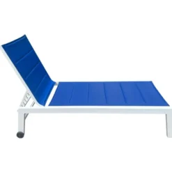Lot de 2 bains de soleil barbados en textilène bleu - aluminium blanc