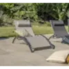 Lot de 2 bains de soleil en aluminium et toile plastifiéee - gris clair