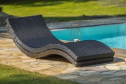 Lot de 2 bains de soleil en résine tresséee - noir