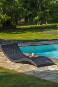 Lot de 2 bains de soleil en résine tresséee - noir