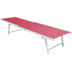 Lot de 2 bains de soleil pliants sicilia en textilène rose