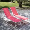 Lot de 2 bains de soleil sardinia en textilène rose struct. Blanche