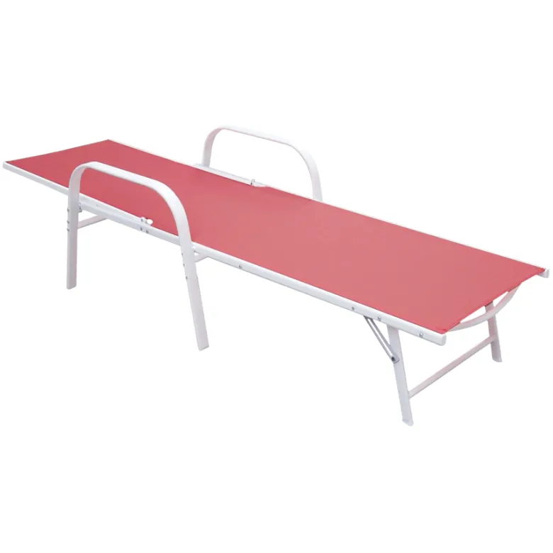 Lot de 2 bains de soleil sardinia en textilène rose struct. Blanche