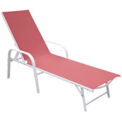 Lot de 2 bains de soleil sardinia en textilène rose struct. Blanche