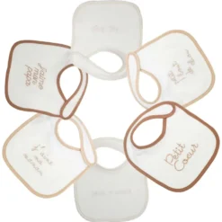 Lot de 6 bavoirs naissance beige