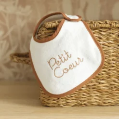 Lot de 6 bavoirs naissance beige