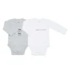 Lot de 2 bodies bébé manches longues gri