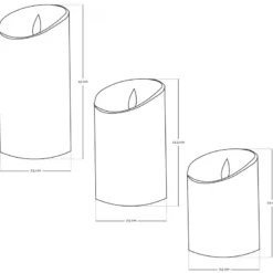 Lot de 3 bougies à led
