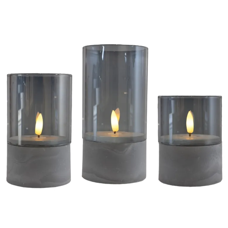 Lot de 3 bougies led effet flamme, blanc chaud, avec minuterie 6 h