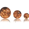Lot de 3 boules led en verre brun ambré, lumière blanche chaude à poser