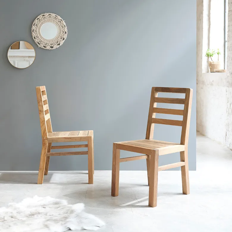 Lot de 2 chaises bois de teck recyclé