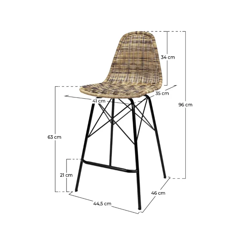 Lot de 2 chaises de bar de jardin 63 cm en résine tressée marron - tiptur