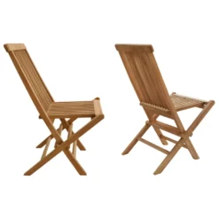 Lot de 2 chaises de jardin en teck lombok