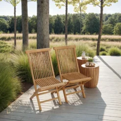Lot de 2 chaises de jardin en teck lombok