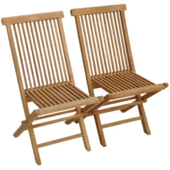 Lot de 2 chaises de jardin en teck lombok