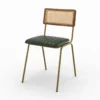 Lot de 2 chaises en cannage et cuir vert - arsène