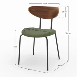 Lot de 2 chaises en velours côtelé vert kaki et dossier en noyer - jade